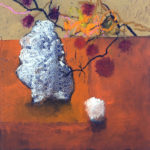 Still Life with Scholar Rock, 2010, Oil ink and paper on gessoboard, 36” x 36”