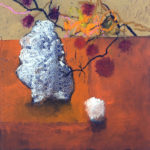 Still Life with Scholar Rock, 2010, Oil ink and paper on gessoboard, 36” x 36”