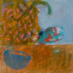 Table with Blue Basket, 2013, Oil on gessoboard, 16” x 16”