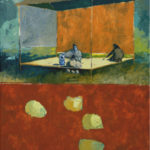 Table with Poet, 2009, Oil on gessoboard, 60” x 46”