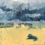 Storm with Blue Lion, 2018, Oil on wood, 16" x 20"