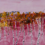 Pink Woods, 2019, Oil and acrylic on Yupo, 26" x 40"