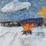 Snow Fire, 2020, Oil on Yupo, 26" x 40"