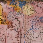 Garden with Peach, 2023, Oil and acrylic on Yupo, 22.5" x 31.75"