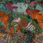 Numbat Garden, 2023, Oil and acrylic on Yupo, 80" x 26"