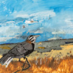 Chestnut-Collared Longspur, 2023, Oil and graphite on Yupo, 26" x 40"