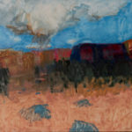 Blue Mesa, 2024, Oil on Yupo, 26" x 40"