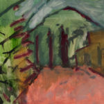 Drawing -- Pompeii, 2024, Oil on Yupo, 15" x 33"
