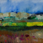 Marble Cliffs Farm, 2024, Oil and acrylic on Yupo, 33" x 45"