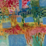 Twelve Swimming Pools, 2024, Oil on Yupo, 26" x 40"
