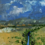 Acequia, 2024, Oil on Yupo on aluminum panel, 16" x 20"