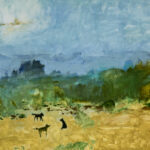 Beach Dogs, 2025, Oil on Yupo, 26" x 40"
