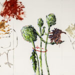 Bird with Artichokes, 2026, Oil on Yupo, 40" x 78"