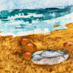 Oranges and Ilish, 2026, Oil on Yupo, 40" x 26"