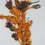 Thistles with Small Dragon, 2026, Oil on Yupo, 40" x 26"