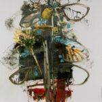 Still Life with Cardinal, 2026, Oil on Yupo, 40" x 26"