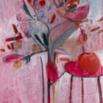 Still Life with Orange, 2026, Oil, acrylic, and pencil on Yupo, 40" x 26"