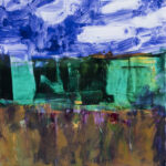 Green Cliffs, 2026, Oil on Yupo on aluminum, 6" x 6"